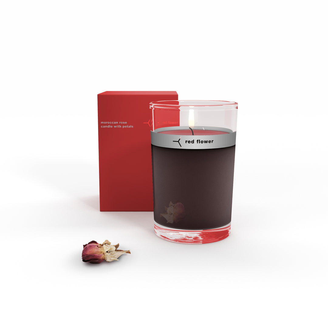 Moroccan Rose Petal Topped Candle