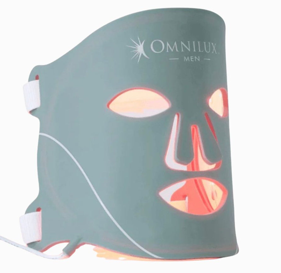 Omnilux LED face mask on a white background .