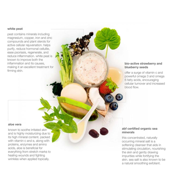Red Flower Bioactive Berry White Peat Exfoliant official ingredient composition with berries, aloe and white peat