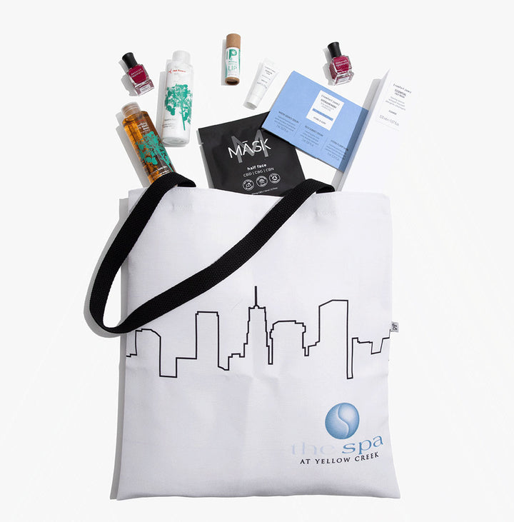 Canvas Market Tote with Luxury Beauty Products